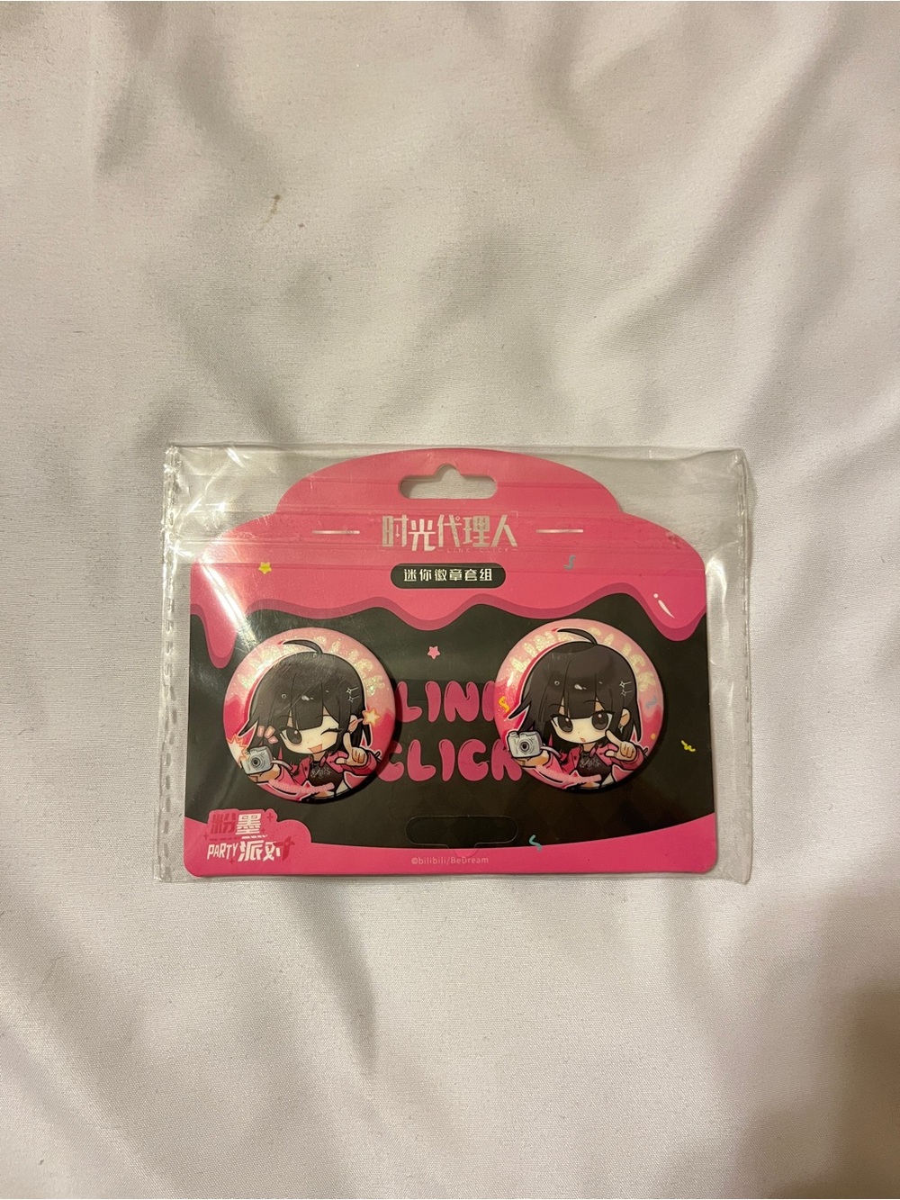 X11 SPACE Link Click Qiao Ling Mini Badge Pin Set Pink Chibi New